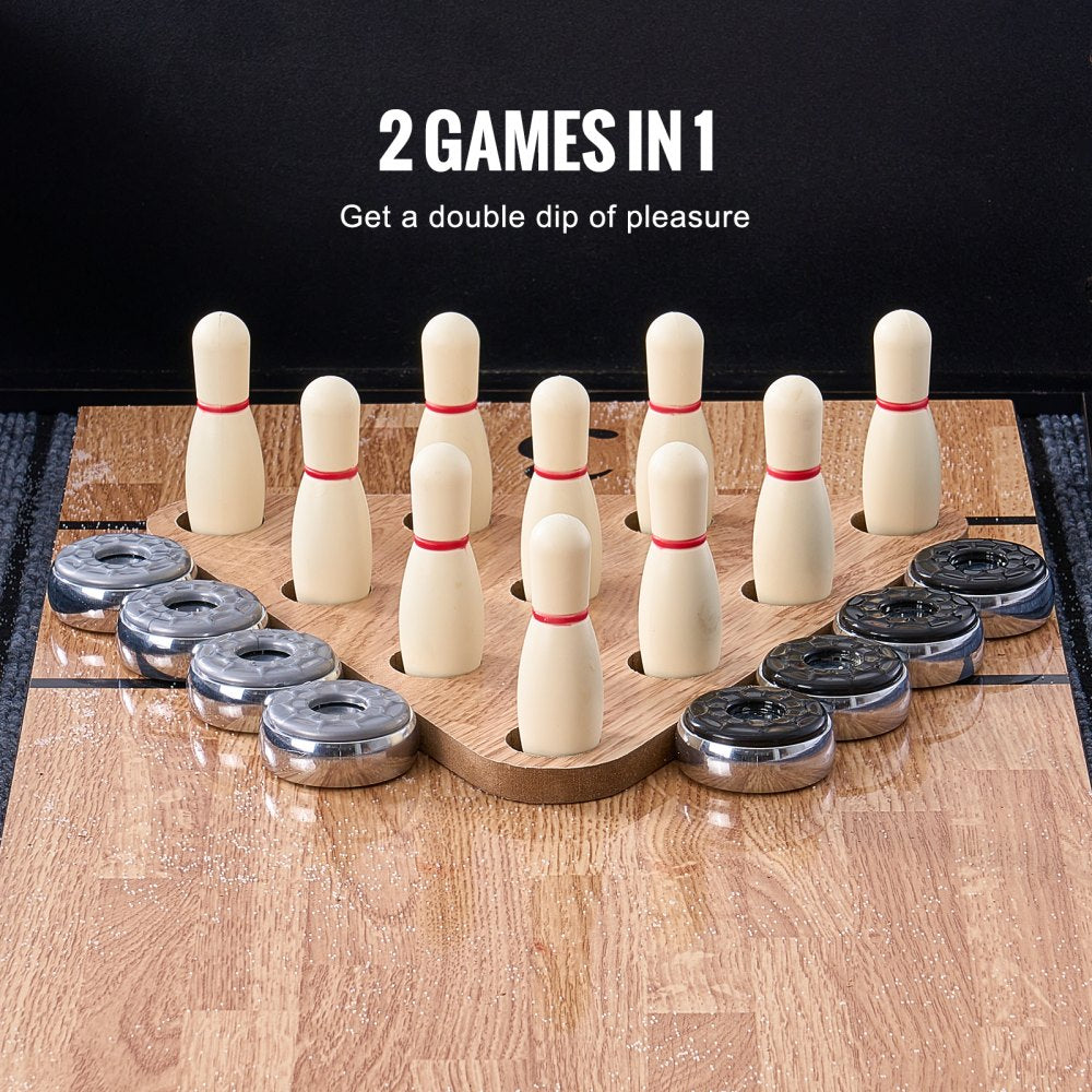 9 ft LED Shuffleboard Table 2 in 1 Shuffleboard and Bowling Combo Game Set
