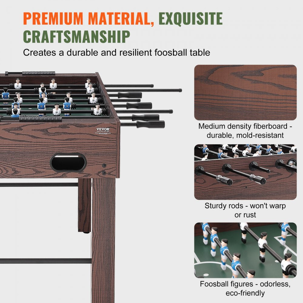 Foosball Table, 55 inch Standard Size Foosball Table, Indoor Full Size Foosball Table for Home, Family, and Game Room, Soccer with Foosball Table Set, Includes 4 Balls and 2 Cup Holders