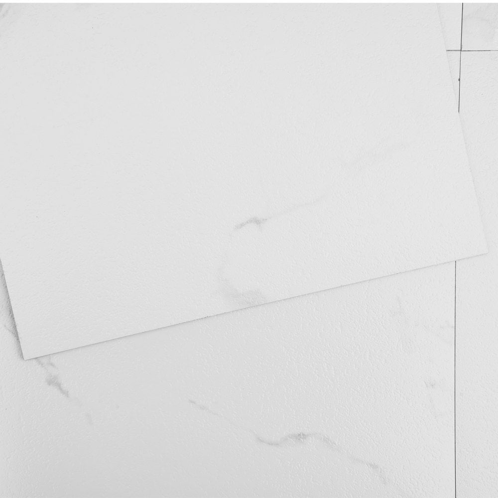 Self Adhesive Vinyl Floor Tiles 12 x 12 inch, 50 Tiles 1.5mm Thick Peel & Stick, White Marble Texture DIY Flooring for Kitchen, Dining Room, Bedrooms & Bathrooms, Easy for Home Decor
