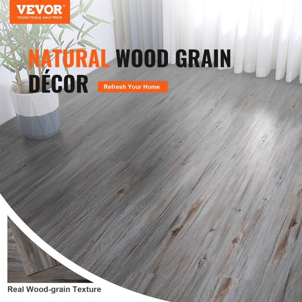 Self Adhesive Vinyl Floor Tiles 36 x 6 inch, 36 Tiles 0.62mm Thick Peel & Stick, Vintage Wood Grain DIY Flooring for Kitchen, Dining Room, Bedrooms & Bathrooms, Easy for Home Decor