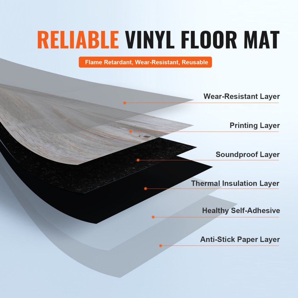 Self Adhesive Vinyl Floor Tiles 36 x 6 inch, 36 Tiles 0.62mm Thick Peel & Stick, Vintage Wood Grain DIY Flooring for Kitchen, Dining Room, Bedrooms & Bathrooms, Easy for Home Decor