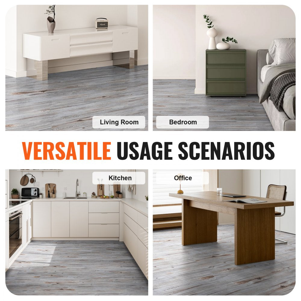 Self Adhesive Vinyl Floor Tiles 36 x 6 inch, 36 Tiles 0.62mm Thick Peel & Stick, Vintage Wood Grain DIY Flooring for Kitchen, Dining Room, Bedrooms & Bathrooms, Easy for Home Decor
