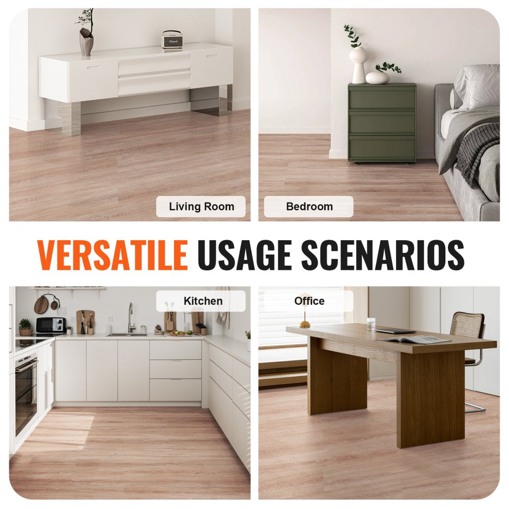 Self Adhesive Vinyl Floor Tiles 36 x 6 inch, 36 Tiles 2.5mm Thick Peel & Stick, Natural Wood Grain DIY Flooring for Kitchen, Dining Room, Bedrooms & Bathrooms, Easy for Home Decor