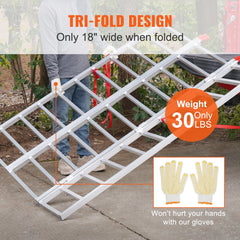 Tri-Fold Aluminum Loading Ramp 1500 lbs 77" x 54" for Tractors ATVs UTVs