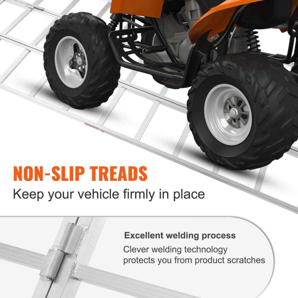 Tri-Fold Aluminum Loading Ramp 1500 lbs 77" x 54" for Tractors ATVs UTVs