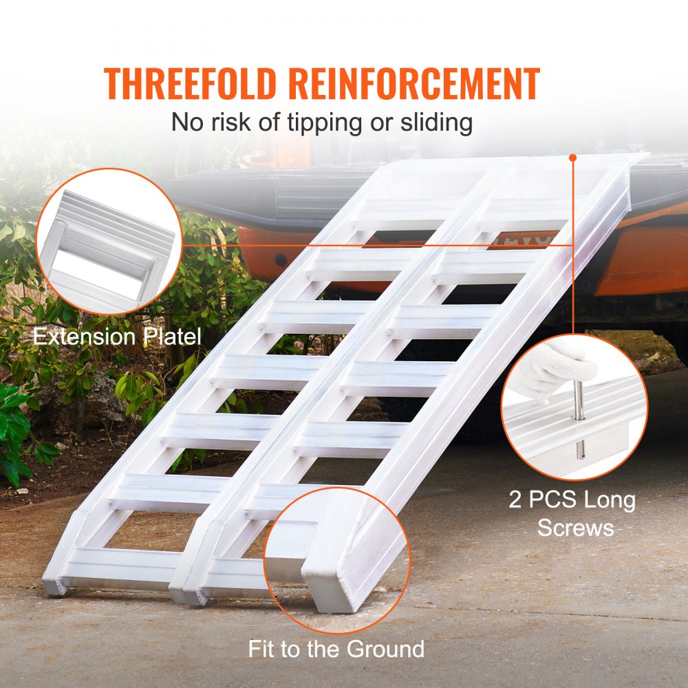 Aluminum Ramps, 8810 lbs, Heavy-duty Ramps with Top Hook Attaching End, Universal Loading Ramp for Motorcycle, Tractor, ATV/UTV, Trucks, Lawn Mower, 72"L x 15"W, 2Pcs