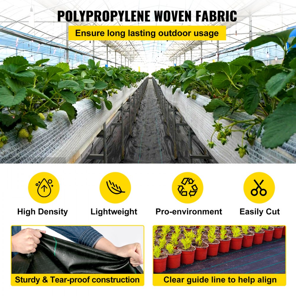 6FT300FT Premium Weed Barrier Fabric Heavy Duty 2.4OZ, Woven Weed Control Fabric, High Permeability Good for Flower Bed, Geotextile Fabric for Underlayment, Polyethylene Ground Cover