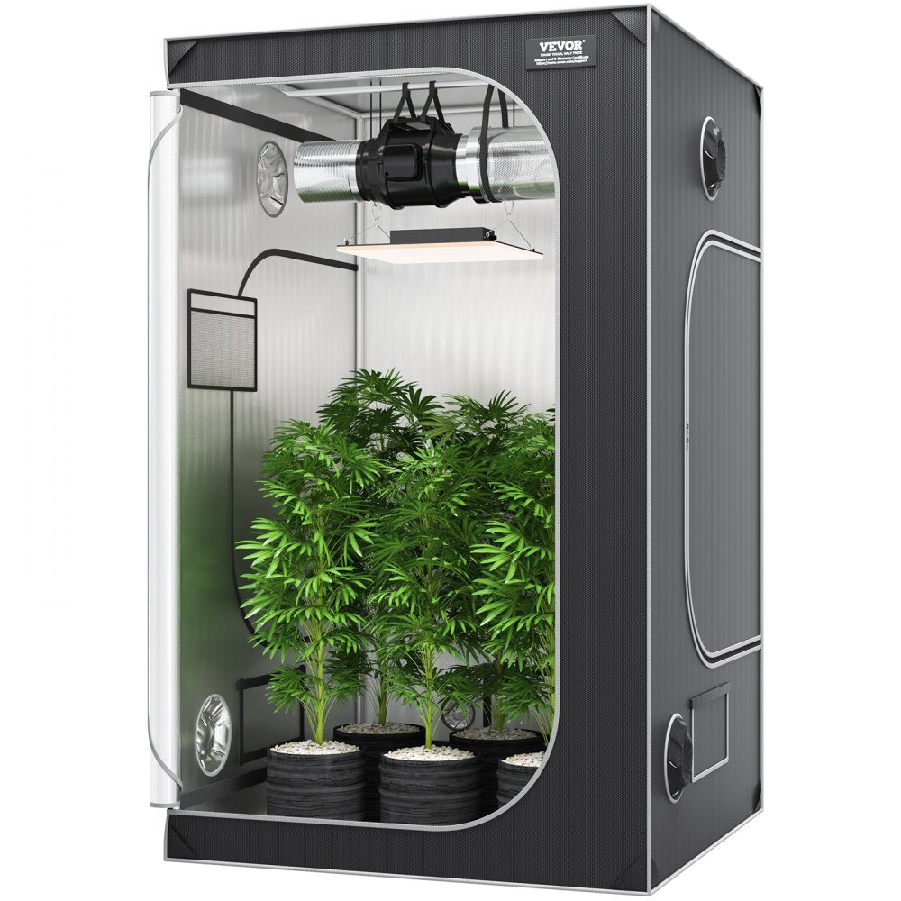 4x4 Grow Tent, 48`` x 48`` x 80``, High Reflective 2000D Mylar Hydroponic Growing Tent with Observation Window, Tool Bag and Floor Tray for Indoor Plants Growing