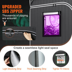 2x4 Grow Tent, 48`` x 24`` x 72``, High Reflective 2000D Mylar Hydroponic Growing Tent with Observation Window, Tool Bag and Floor Tray for Indoor Plants Growing