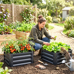 2pc 23.5" Elevated Herb & Vegetable Planting Box Kit w/ Versatile Uses, Dark Gray