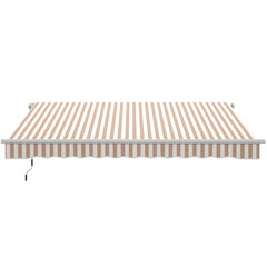 12' x 10' Manual Retractable Awning Outdoor Sunshade Shelter with Adjustable & Versatile Design, Beige and White