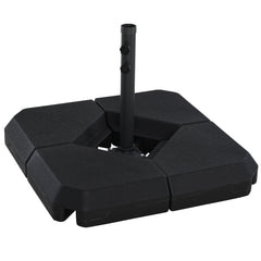 Umbrella Stand Fitting 2" Poles and Steel Base with 4 Fillable Plastic Weights, 4 Gal. Capacity Each - Black