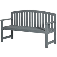 56" Outdoor Wood Bench, 2-Seater Garden Bench with Backrest and Armrest, Patio Bench for Patio, Porch, Poolside, Balcony, Gray