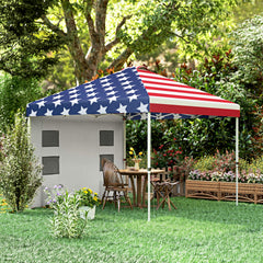 10' x 10' Pop Up Canopy Tent w/ Sidewall, Height Adjustable Instant Sun Shelter w/ Storage Pockets, American Flag Print