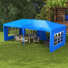 9.6' x 19' Large Party Tent, Outdoor Event Shelter, Gazebo Canopy with 4 Removable Window Sidewalls for Weddings, Picnics, Blue