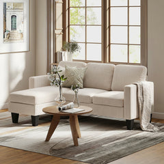 Sectional Sofa, L Shaped Couch, with Reversible Chaise or Ottoman, Cream White