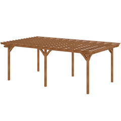 12' x 20' Outdoor Pergola, Wood Gazebo Grape Trellis with Stable Structure for Climbing Plant Support, Garden, Patio, Backyard, Deck, Brown