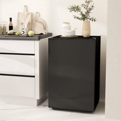 4.5 Cu.Ft Mini Fridge, Single Door Refrigerator with Freezer, Wheels, Adjustable Thermostat, Reversible Door, Black