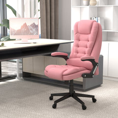 Massage Office Chair, Heated Reclining Computer Chair with 6 Vibration Points, Armrest and Remote, Pink