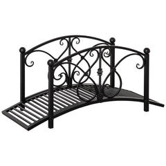 Garden Bridge 3.3FT, Decorative Classic Backyard Pond Bridge with Safety Railings Black