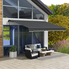 12' x 10' Retractable Awning, 280gsm UV Resistant Sunshade Shelter for Deck, Balcony, Yard, Dark Gray
