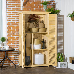 5' x 3' Wooden Garden Storage Shed, Sheds & Outdoor Storage with Asphalt Roof & 2 Large Wood Doors with Lock, Natural
