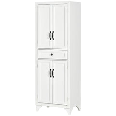 67" 4-Door Kitchen Pantry with Drawer and Adjustable Shelves, White