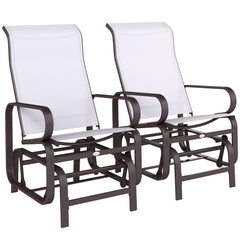 Gliding Lounger Chair Set of 2, Single Rockers with Lightweight Metal & Mesh Construction, Beige