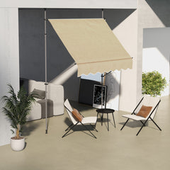 6.5' x 4' Manual Retractable Awning, Non-Screw Patio Awning, UV Resistant for Window or Door, Beige