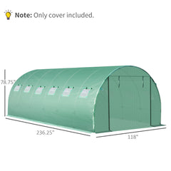 Plastic Greenhouse Cover Replacement, Heavy Duty Waterproof Tarp for Hoop House, Sheeting with 12 Windows, Door, Green
