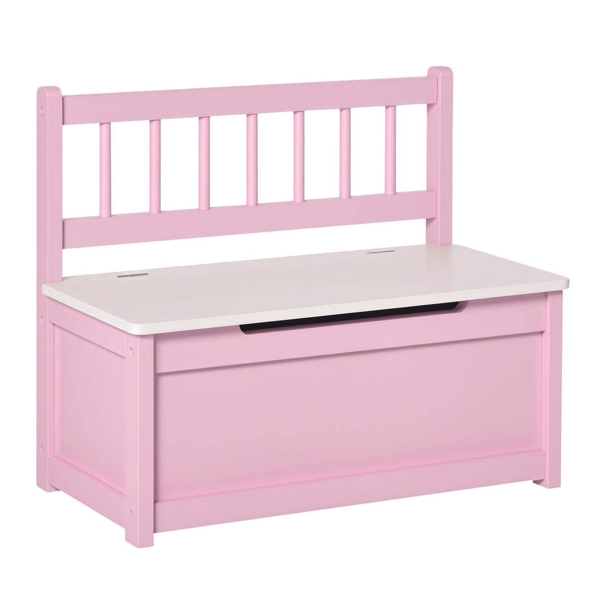 Qaba Toddler Toy Box Storage Bench with Large 27 Liter Interior, Kids Storage Bench Seat with Storage for Toddler Playroom Furniture, Kids Bedroom Furniture, Toy Organizer and Storage Bin Pink