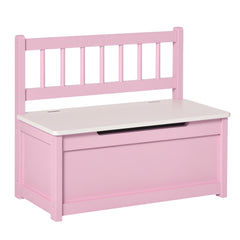 Qaba Toddler Toy Box Storage Bench with Large 27 Liter Interior, Kids Storage Bench Seat with Storage for Toddler Playroom Furniture, Kids Bedroom Furniture, Toy Organizer and Storage Bin Pink