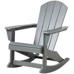 Outdoor Rocking Chair, HDPE Adirondack Porch Rocker Chair for Garden, Patio, Light Gray