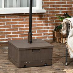 3-in-1 Patio Umbrella Stand Table Raised Garden Bed with Wheels and Handles, Brown
