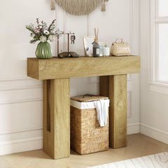 42 Inch Console Table, Sofa Table Behind the Couch with Thickened Tabletop for Living Room, Hallway, Entrance, Oak