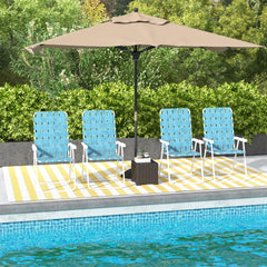 Set of 4 Patio Folding Chairs, Classic Outdoor Camping Chairs, Portable Lawn Chairs w/ Armrests, Blue