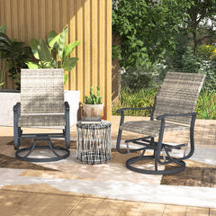 Wicker Rattan Swivel Patio Glider Chair Set of 2, Outdoor Glider Chair with Steel Frame, High Back, Armrests, Yellow