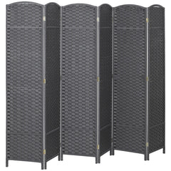 Folding Room Divider Screen 6 Panel 5.6' Tall Privacy Screen Freestanding Room Partition for Home Office, Charcoal Gray