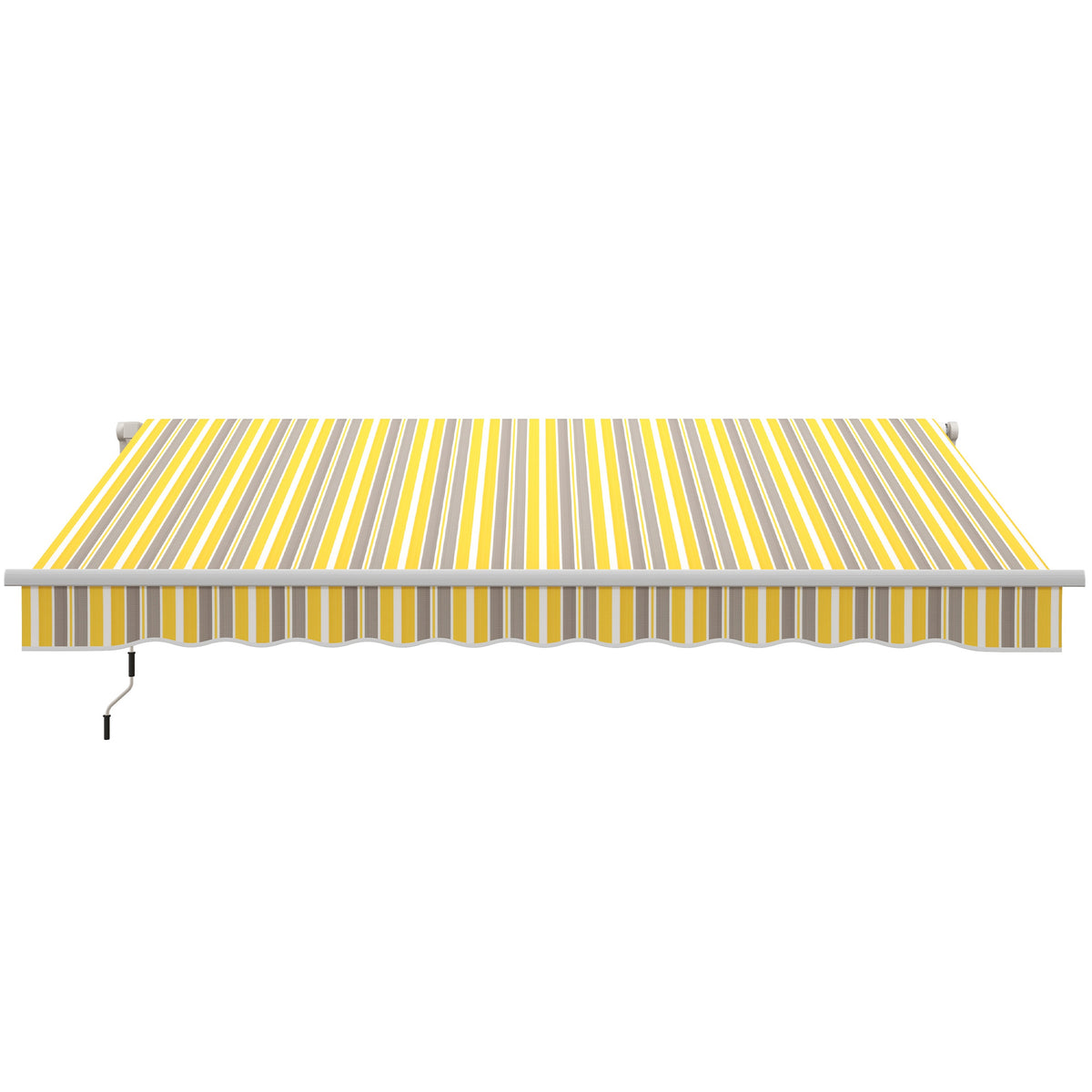 12' x 10' Manual Retractable Awning Outdoor Sunshade Shelter for Patio, Balcony, Yard, with Adjustable & Versatile Design, Yellow and Gray