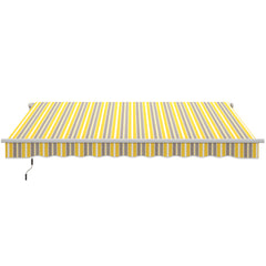 12' x 10' Manual Retractable Awning Outdoor Sunshade Shelter for Patio, Balcony, Yard, with Adjustable & Versatile Design, Yellow and Gray