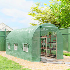 15' x 6' x 7' Outdoor Portable Walk-In Greenhouse with Windows