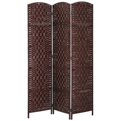 Room Divider 3 Panel, 6FT Tall Folding Privacy Screen, Freestanding Hand-Woven Partition for Room Separation with 360° Hinges, Paper Rope Diamond Weave, Brown