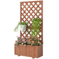 Wooden Raised Garden Bed, Raised Planter Box, Planter with Trellis for Climbing Plants Flowers, Orange