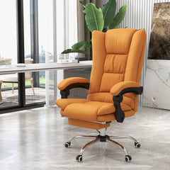 PU Leather Executive Massage Office Chair with 4 Vibration, Reclining w/ Adjustable Height, Swivel Wheels, Light Brown
