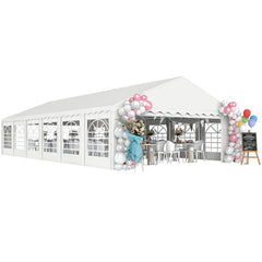 20' x 40' Party Tent, Outdoor Canopy Tent with Removable Sidewalls, 12 Windows for Parties, Wedding, Events, BBQ, White