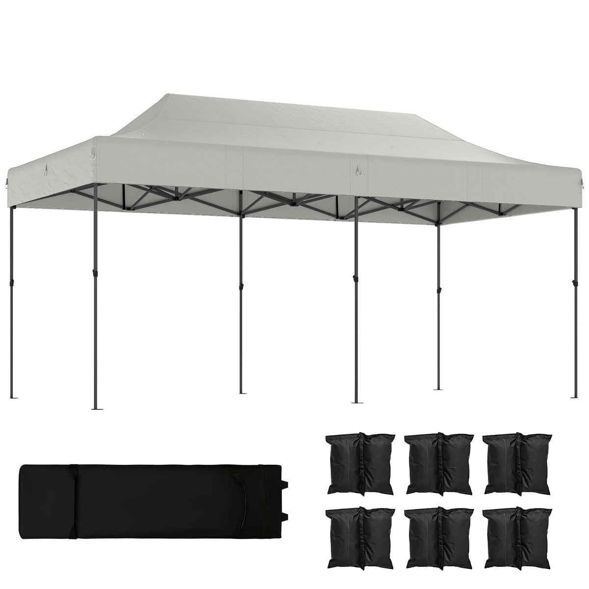 10 x 20 ft Pop Up Canopy Tent, Heavy Duty UPF50+ Outdoor Portable Instant Canopy Shelter with Wheeled Bag, White