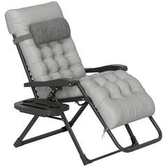 Padded Zero Gravity Chair, Folding Recliner Chair with Cup Holder Cushion, Gray
