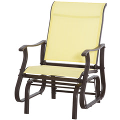 Outdoor Glider Chair, Gliders for Outside Patio with Steel Frame and Mesh Fabric for Backyard, Garden, and Porch, Beige