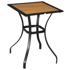28" Outdoor Dining Table, Faux Wood Patio Furniture, Square Wood-Like Garden Table with Water Safe Design, Brown