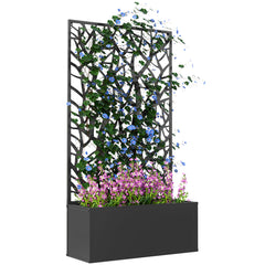 Metal Garden Bed with Trellis for Climbing Plants, Freestanding or Wall Mounted Flower Bed for Garden, Patio, Balcony